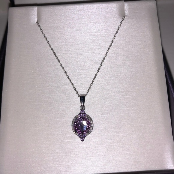 Ben Bridge Amethyst & Diamond White Gold Pendant - Picture 3 of 3